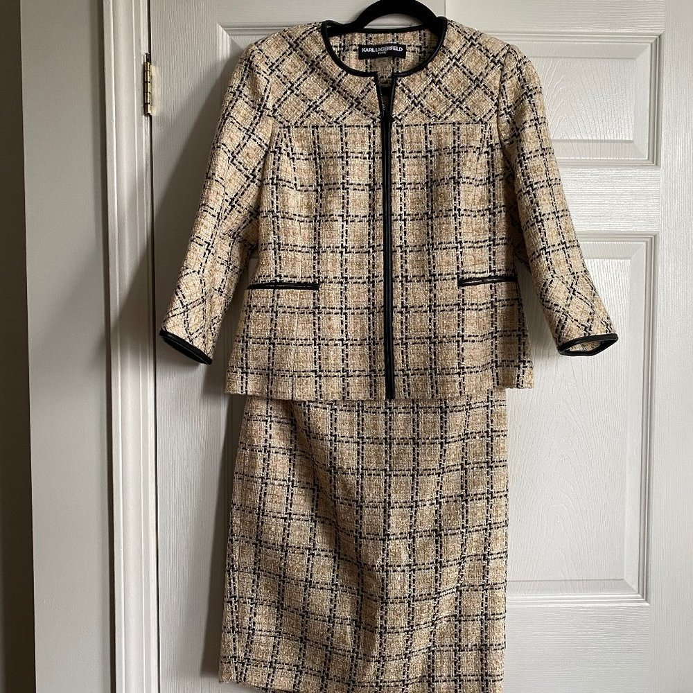 NWOT Karl Lagerfeld Paris Skirt Suit Tweed Chanel Black Blazer Sz 6 Skirt Size 4 - Picture 16 of 16